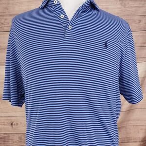 Polo Ralph Lauren Polo Shirt Mens XL Blue Stripe Classic Fit Soft Touch Cotton